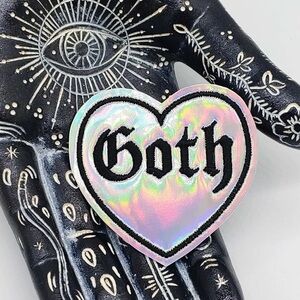 Holographic Heart Goth Patch